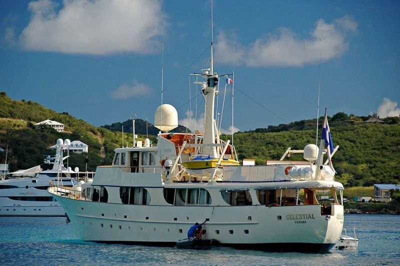 a boat in the water aboard CELESTIAL Yacht for Sale