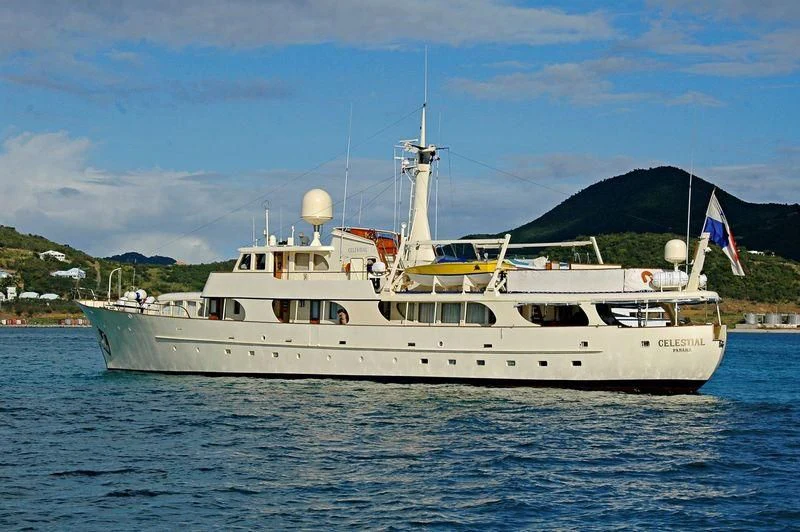 a boat in the water aboard CELESTIAL Yacht for Sale