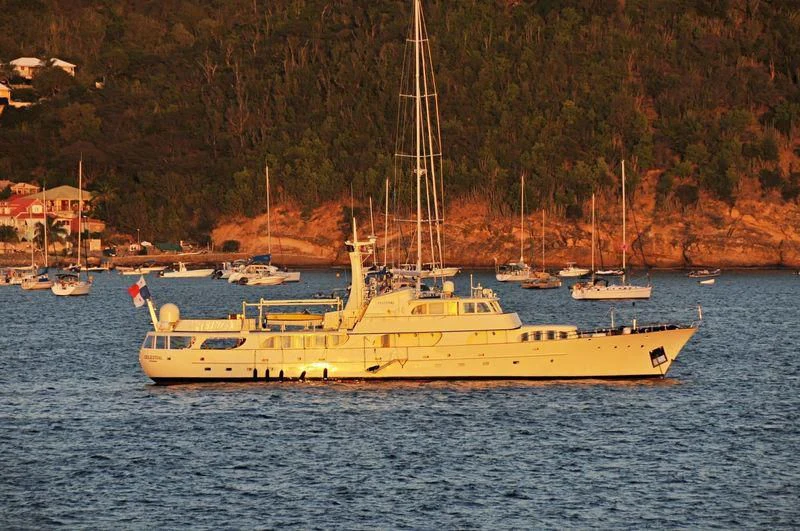 a boat in the water aboard CELESTIAL Yacht for Sale