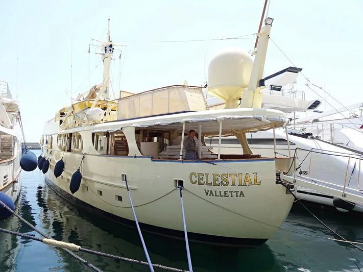 a boat in the water aboard CELESTIAL Yacht for Sale