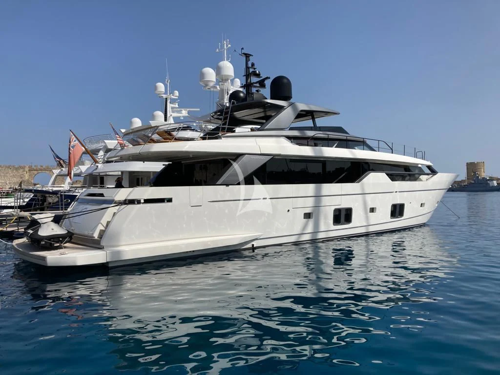 a white yacht in the water aboard JOURNEY Yacht for Sale