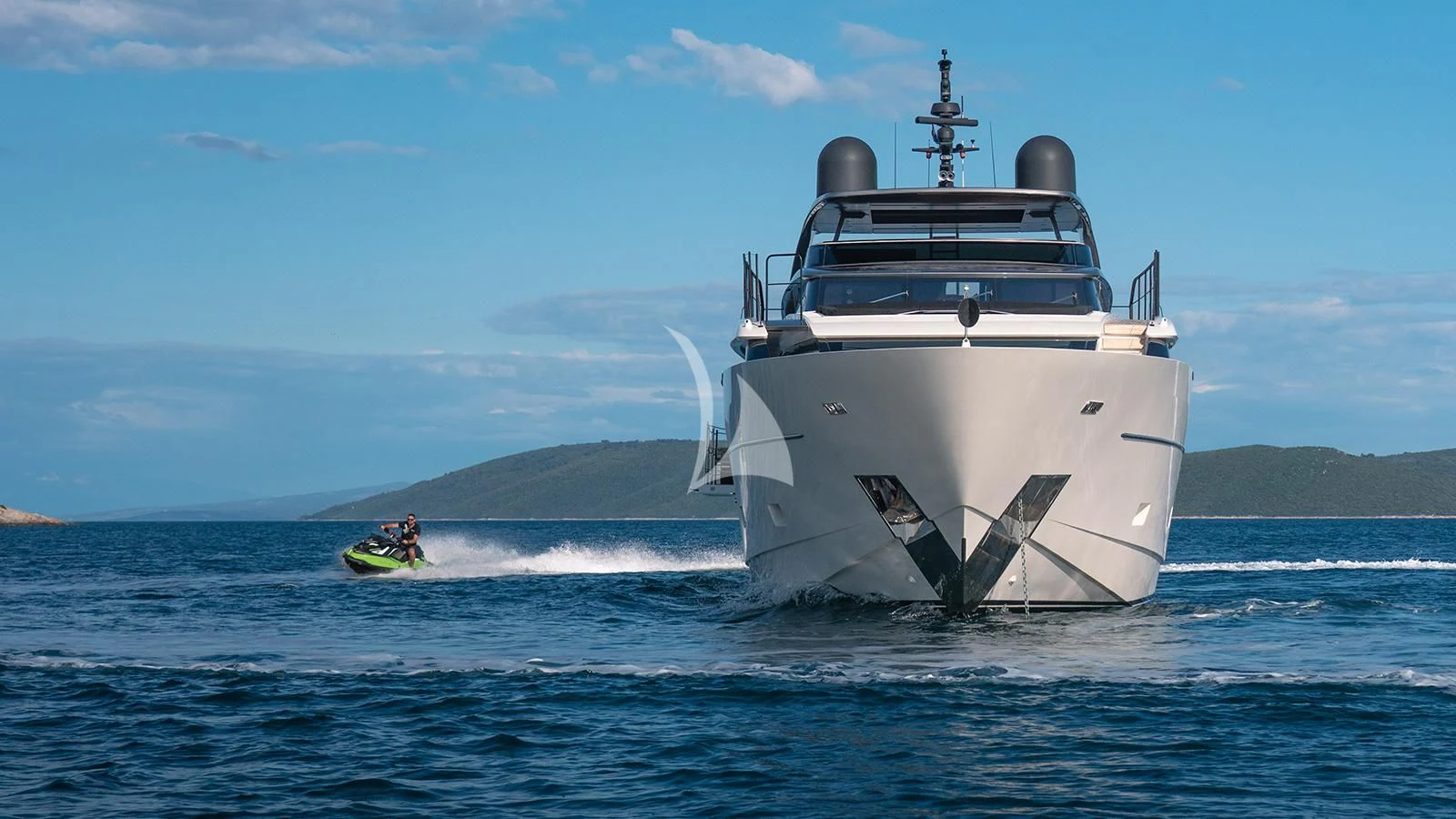 a large white boat with a propeller aboard JOURNEY Yacht for Sale