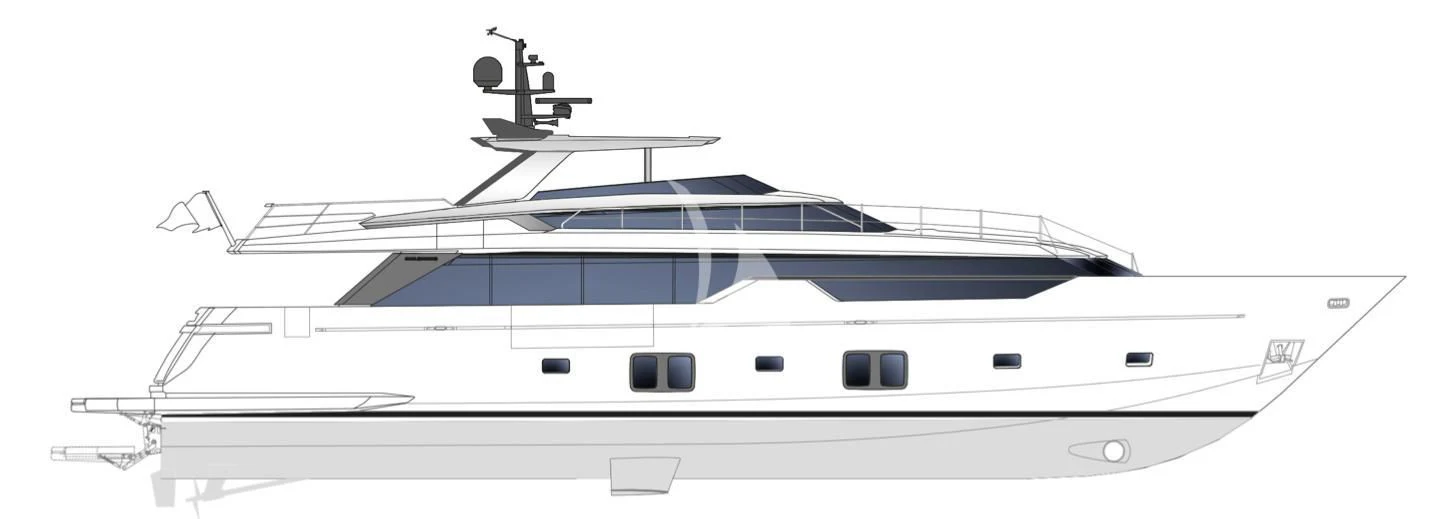a white and black boat aboard JOURNEY Yacht for Sale