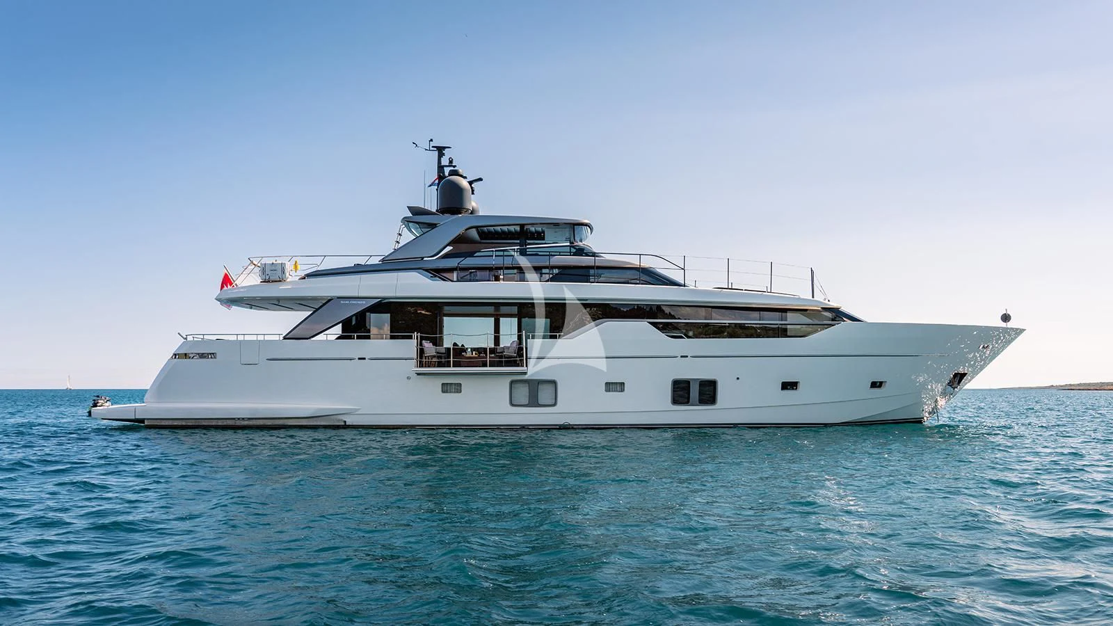 a white yacht in the water aboard JOURNEY Yacht for Sale
