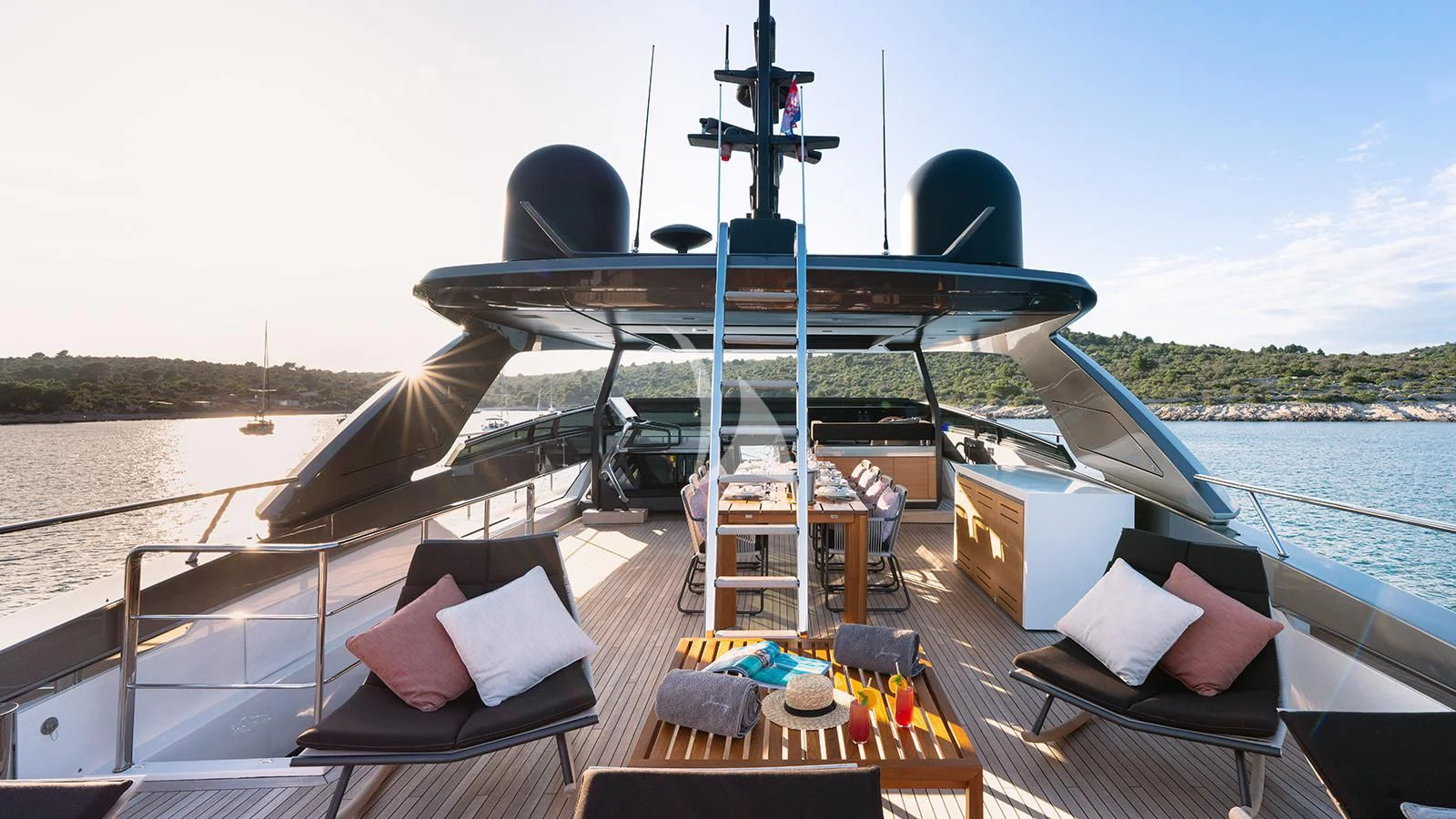 a boat on a deck aboard JOURNEY Yacht for Sale