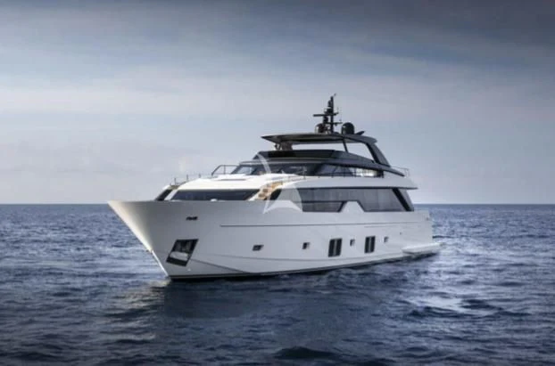 a white yacht in the water aboard JOURNEY Yacht for Sale