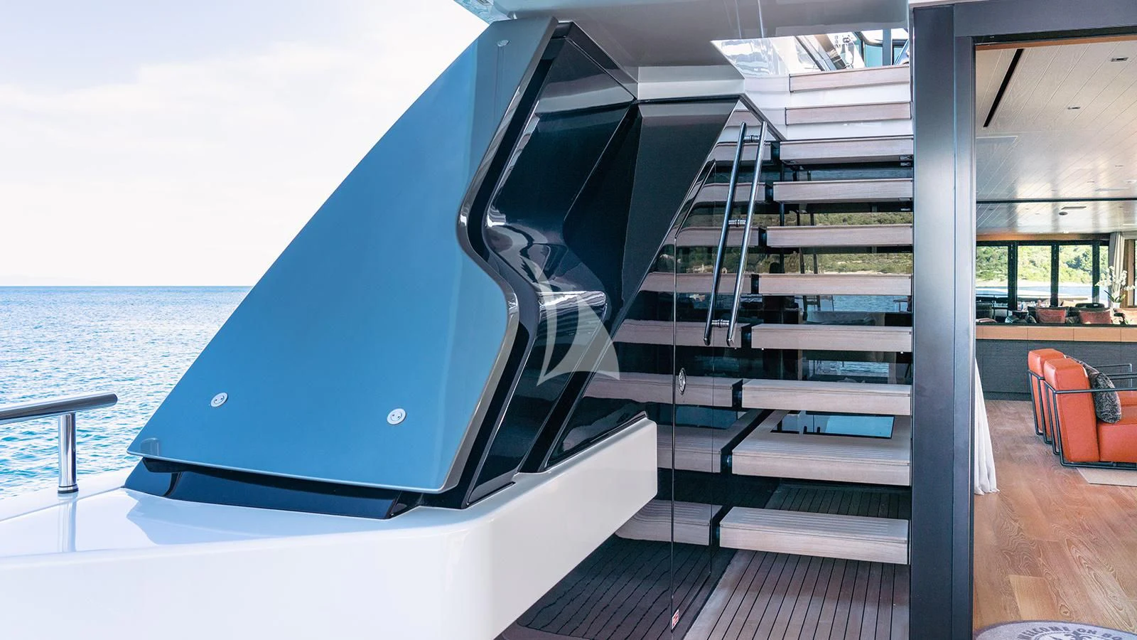 a boat on a deck aboard JOURNEY Yacht for Sale