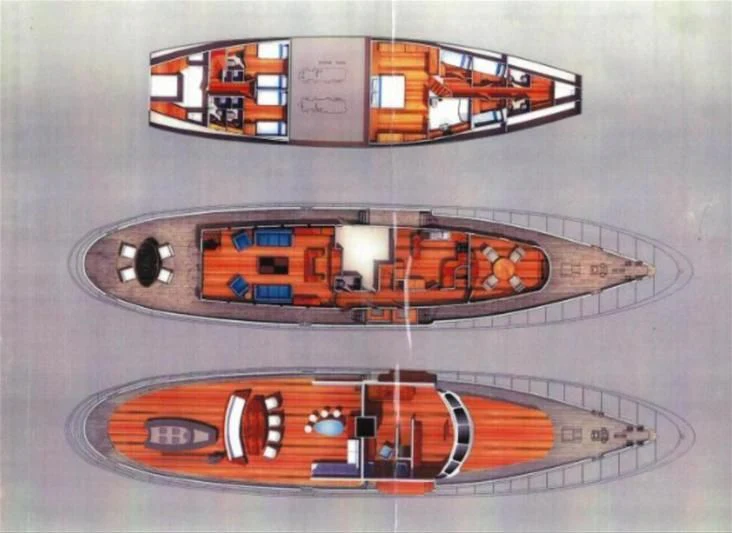 a group of toy trains aboard CHINI VI Yacht for Sale