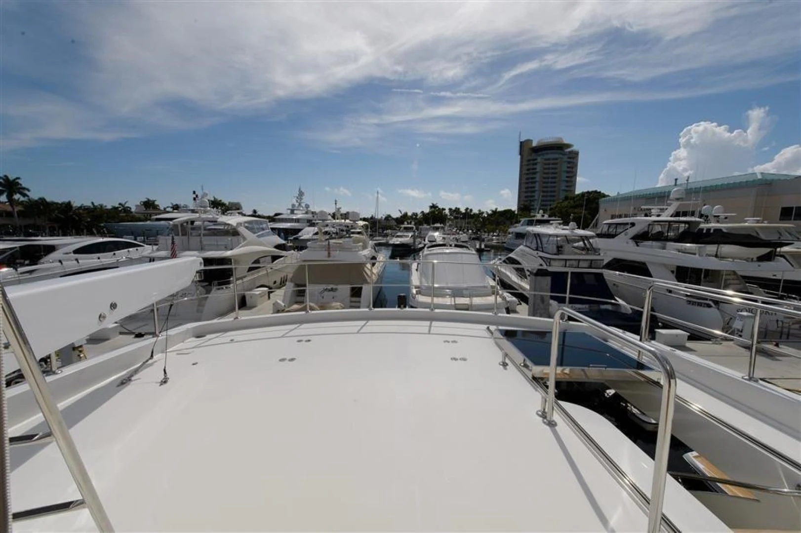 a group of boats are parked in a harbor aboard RHONDAVOUS Yacht for Sale