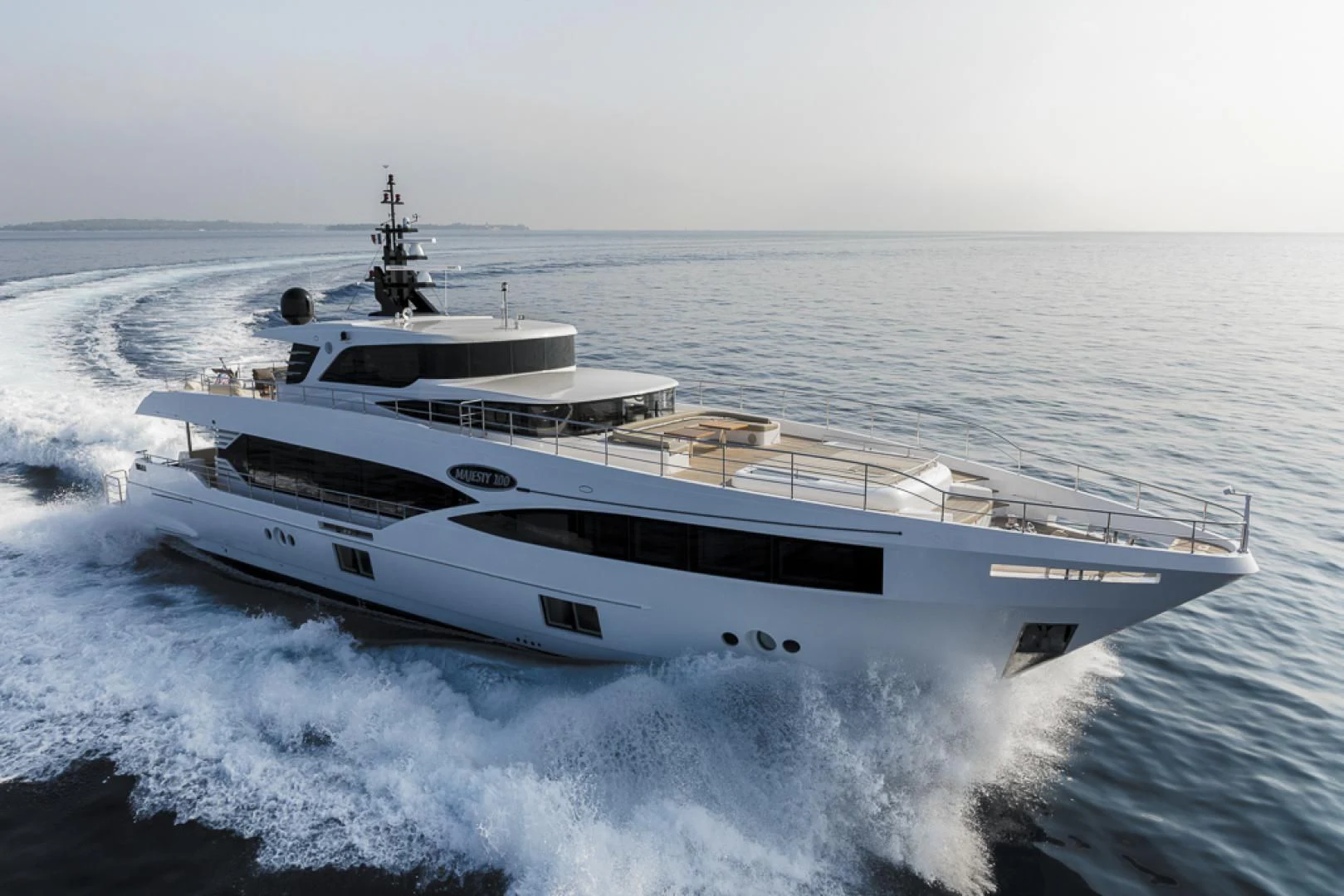 a large white yacht aboard MAJESTY 100 Yacht for Sale