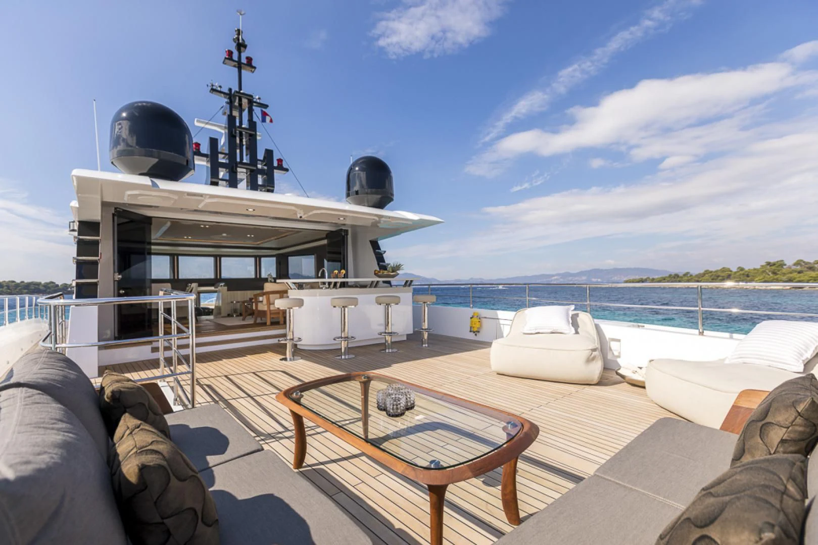 a boat on a deck aboard MAJESTY 100 Yacht for Sale