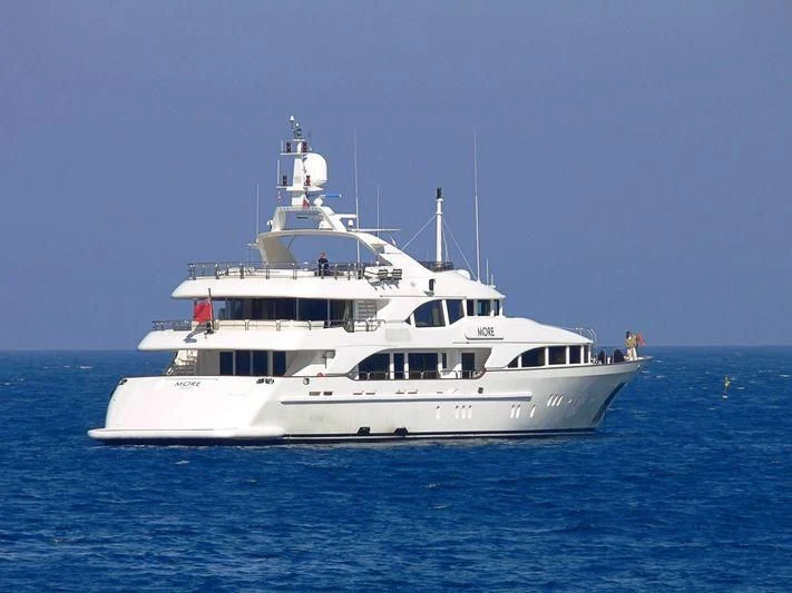 a white boat in the water aboard MORE Yacht for Sale