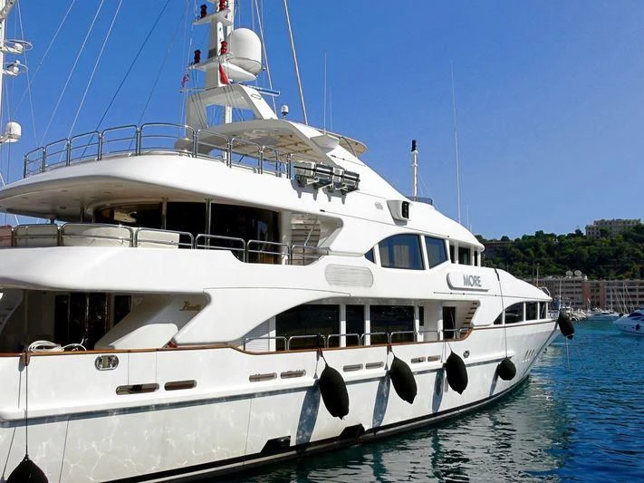 a large white boat aboard MORE Yacht for Sale
