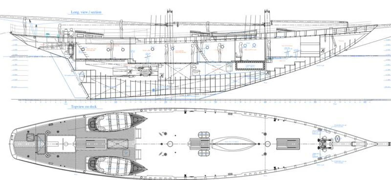 diagram, engineering drawing aboard ZACA A TE MOANA Yacht for Sale