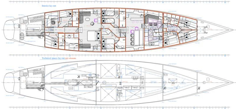 diagram, engineering drawing aboard ZACA A TE MOANA Yacht for Sale