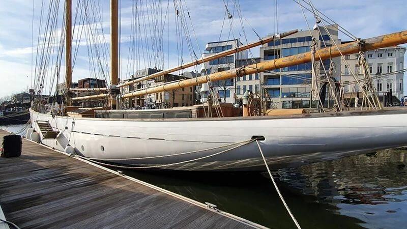 a large white boat docked aboard ZACA A TE MOANA Yacht for Sale