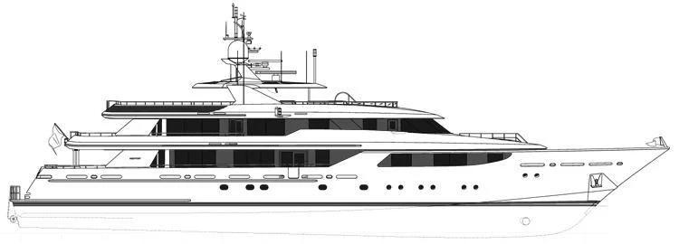 a large white boat aboard EVVIVA Yacht for Sale