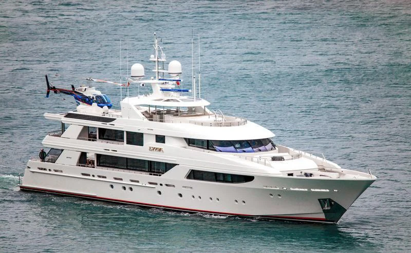 a boat in the water aboard EVVIVA Yacht for Sale