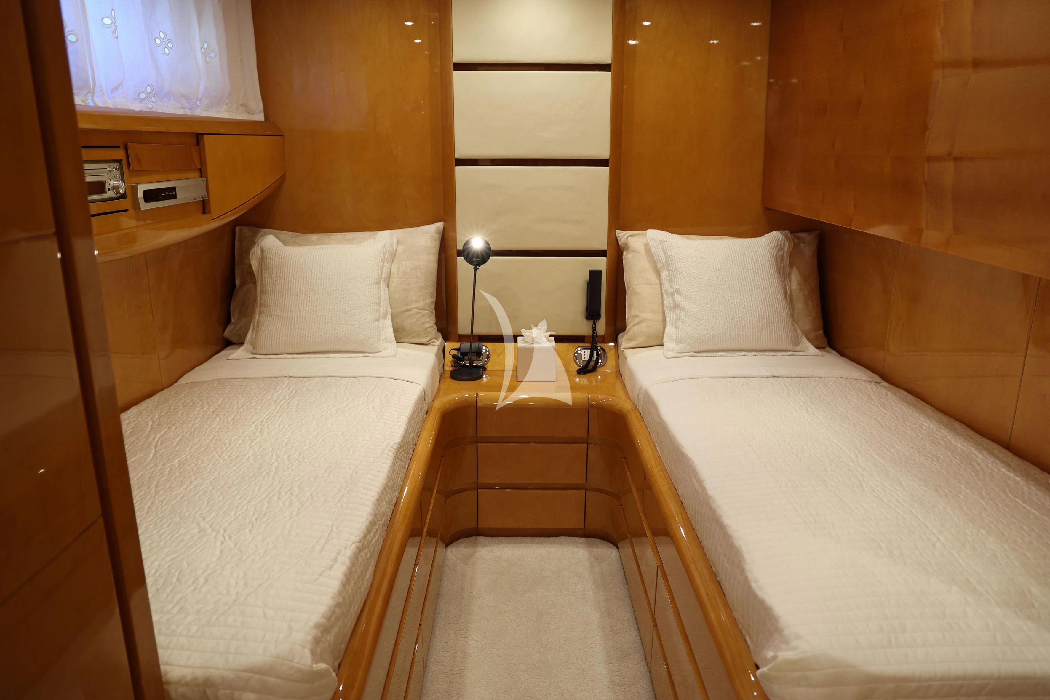 a couple of beds in a hotel room aboard WILLFUL Yacht for Sale