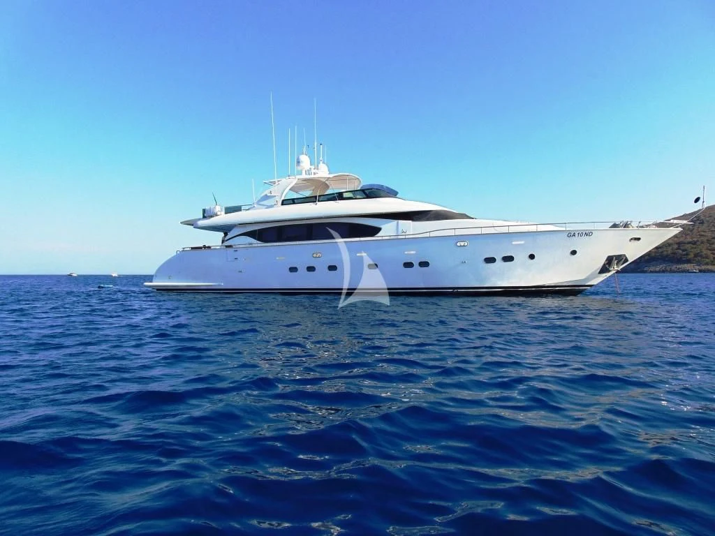 a white yacht in the water aboard WILLFUL Yacht for Sale