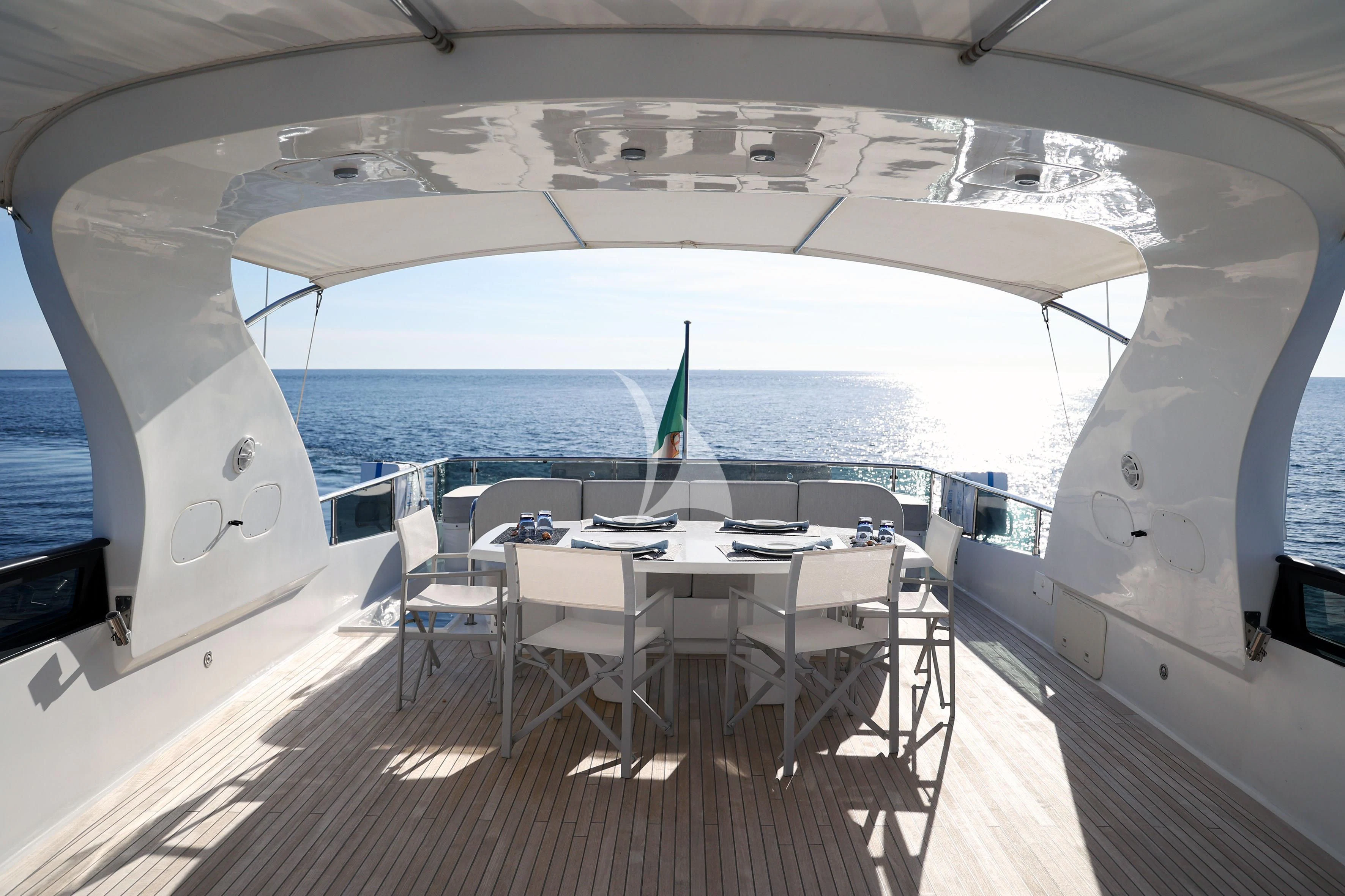 a room with a table and chairs aboard WILLFUL Yacht for Sale