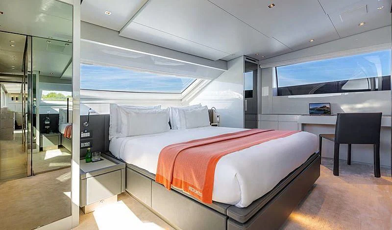 a bed in a room aboard WANDA Yacht for Sale