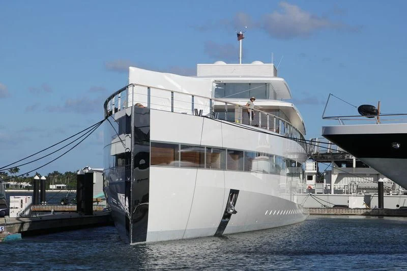 a large white boat in the water aboard VENUS Yacht for Sale