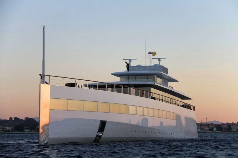a large white boat in the water aboard VENUS Yacht for Sale