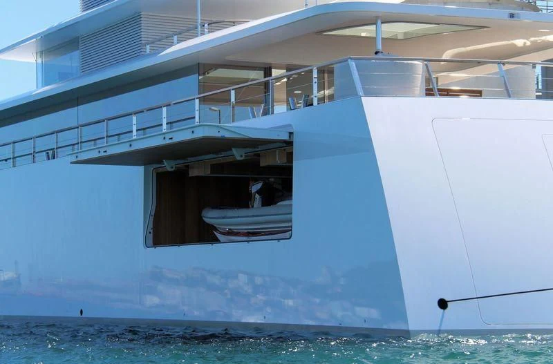 a large white boat aboard VENUS Yacht for Sale