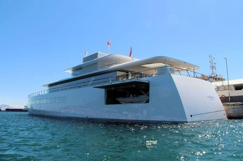 a large white boat aboard VENUS Yacht for Sale