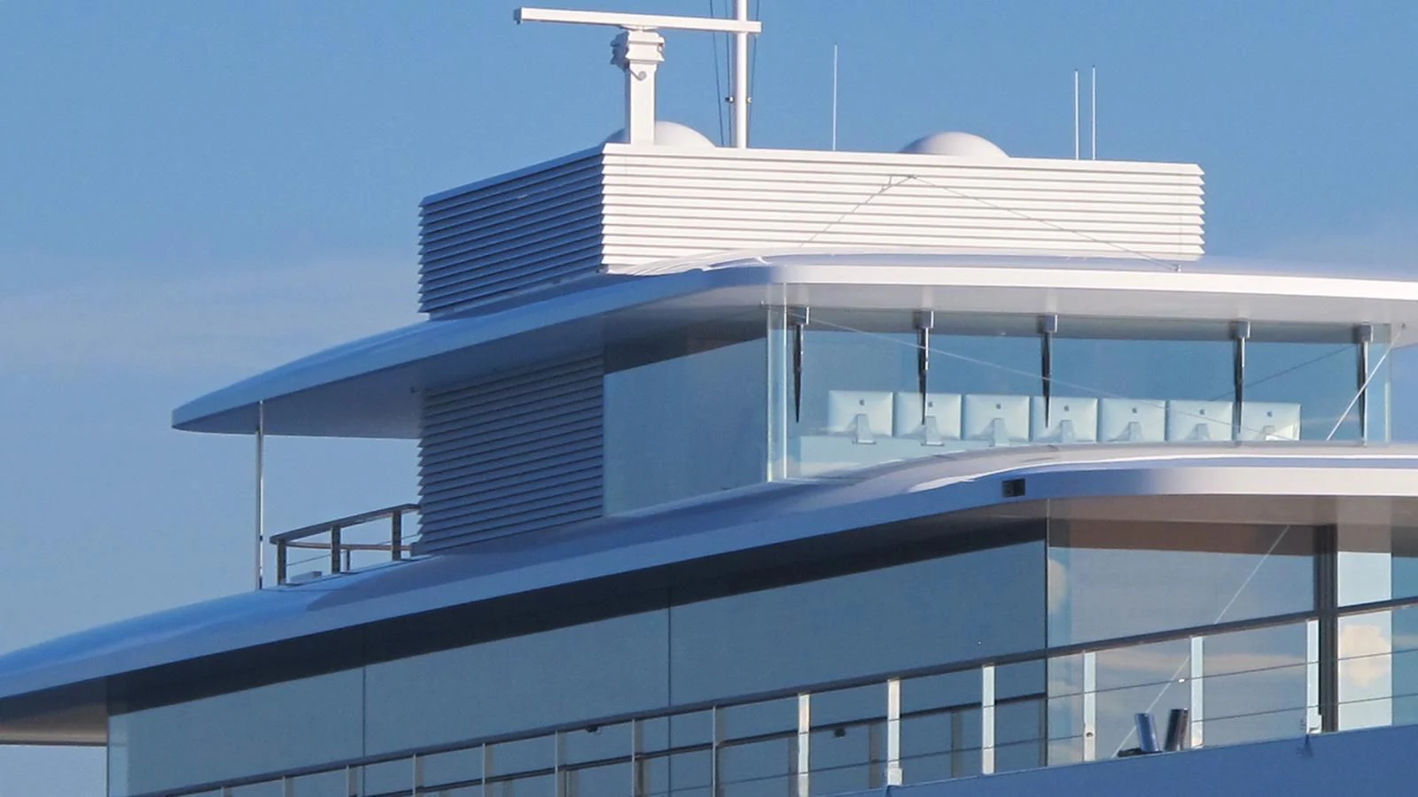 a building with a solar panel aboard VENUS Yacht for Sale