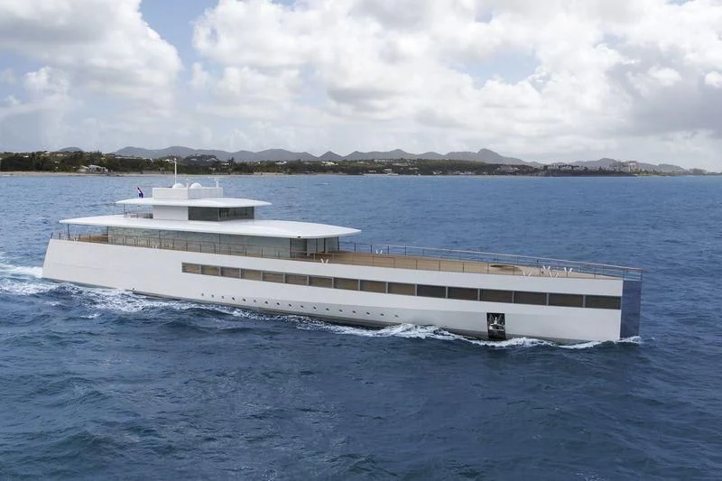 a large white boat in the water aboard VENUS Yacht for Sale