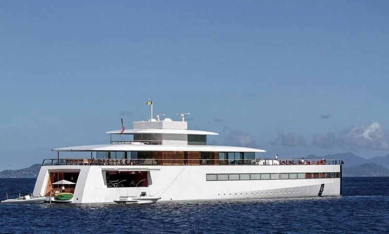 a large white boat in the water aboard VENUS Yacht for Sale