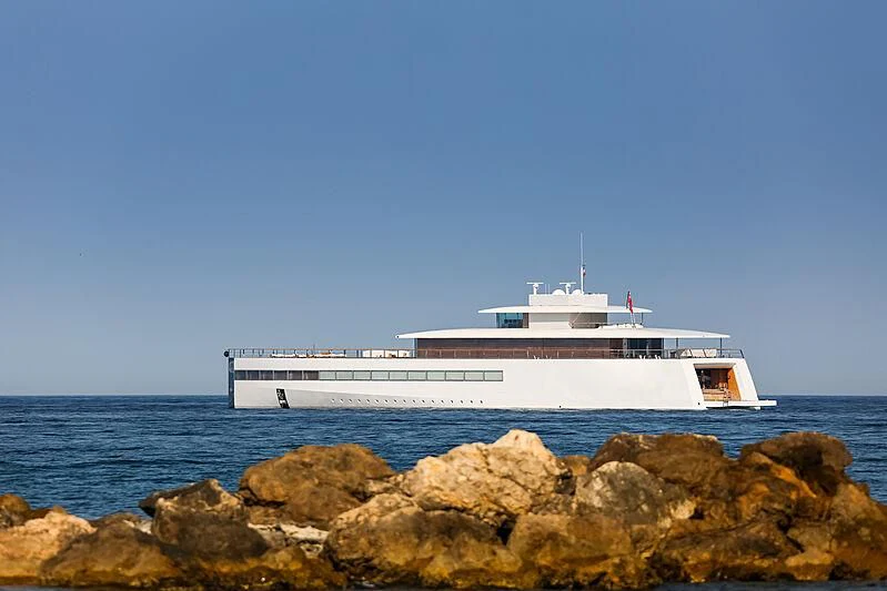 a white boat on the water aboard VENUS Yacht for Sale