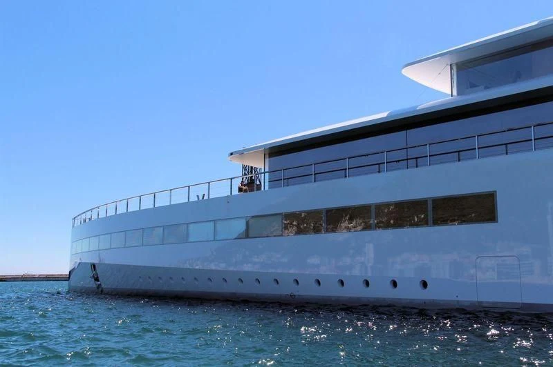 a large white boat in the water aboard VENUS Yacht for Sale