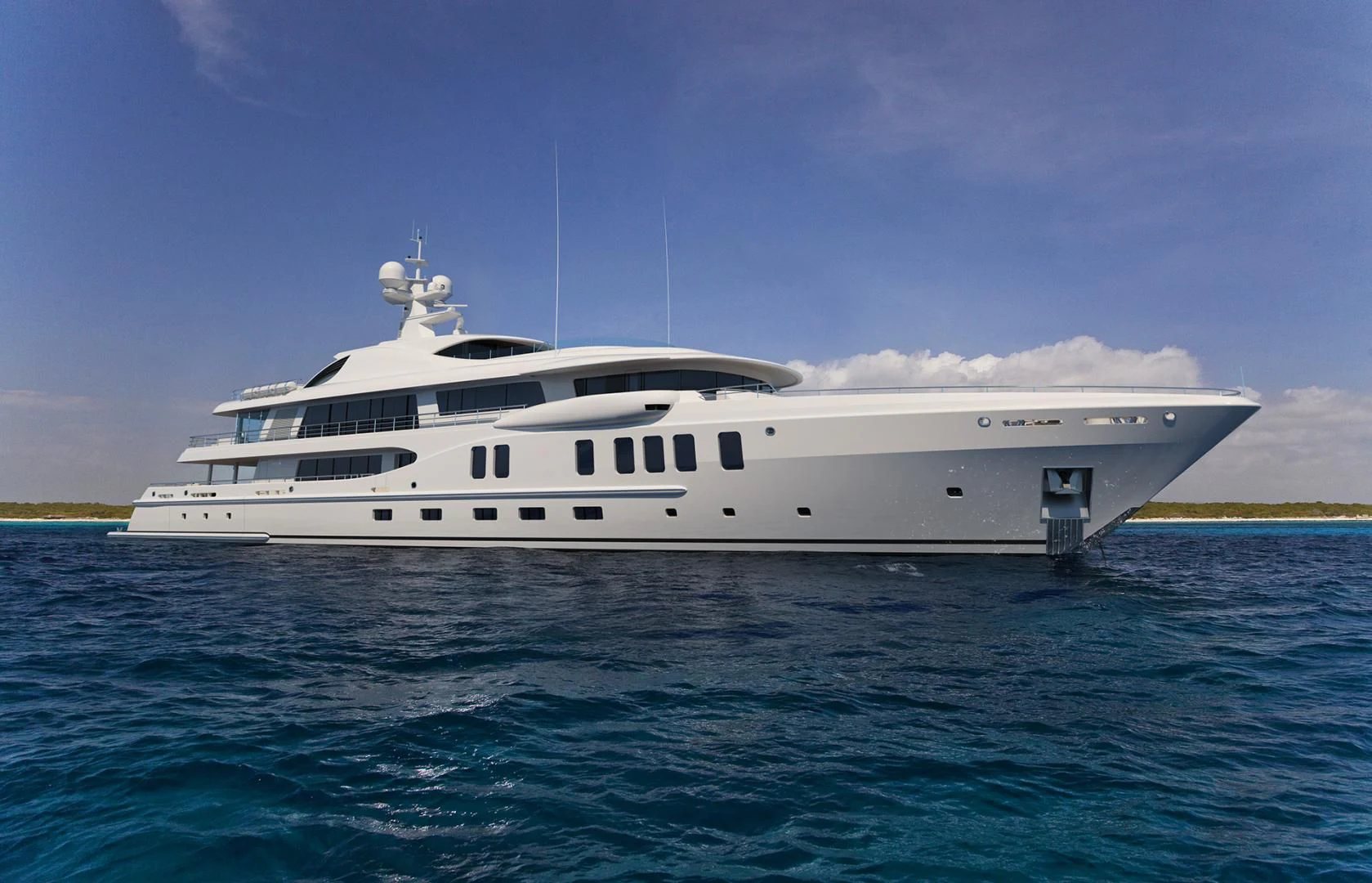 a white yacht in the water aboard AMELS 220 Yacht for Sale