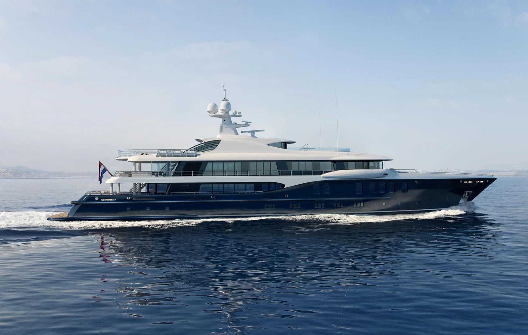 a ferry boat on the water aboard AMELS 220 Yacht for Sale