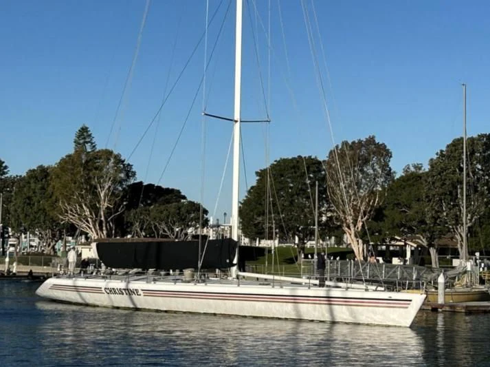 a boat docked at a pier aboard CHRISTINE Yacht for Sale