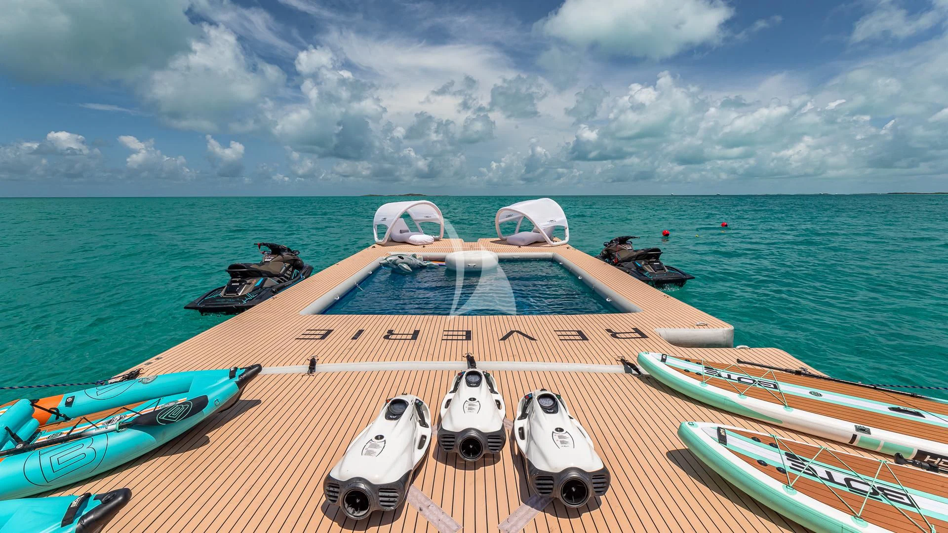 a boat on the water aboard REVERIE Yacht for Sale