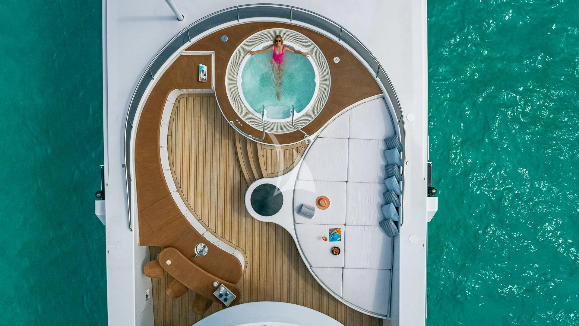 a person in a white machine aboard REVERIE Yacht for Sale