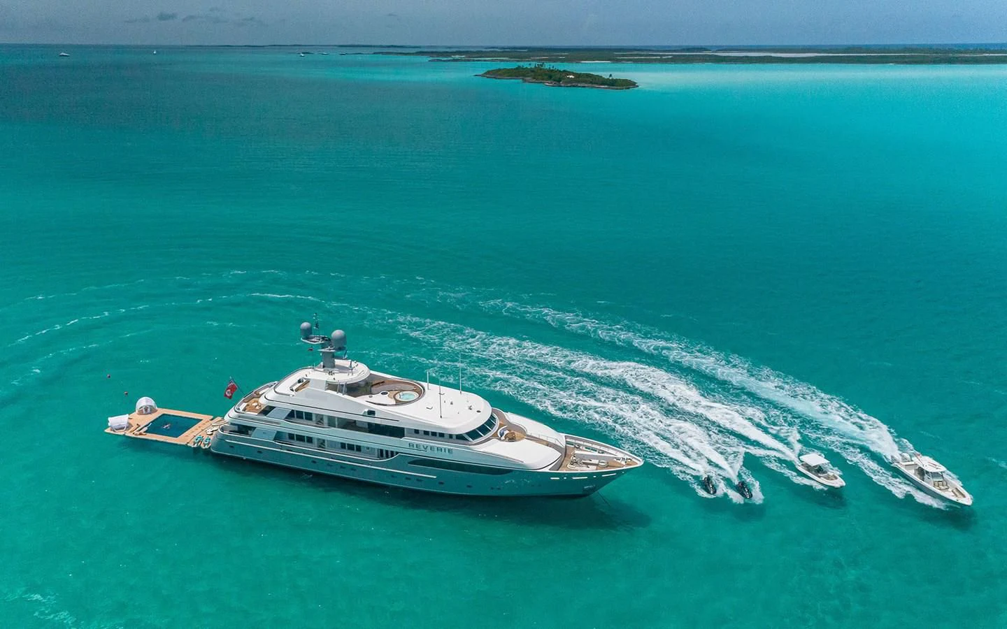 a boat on the water aboard REVERIE Yacht for Sale