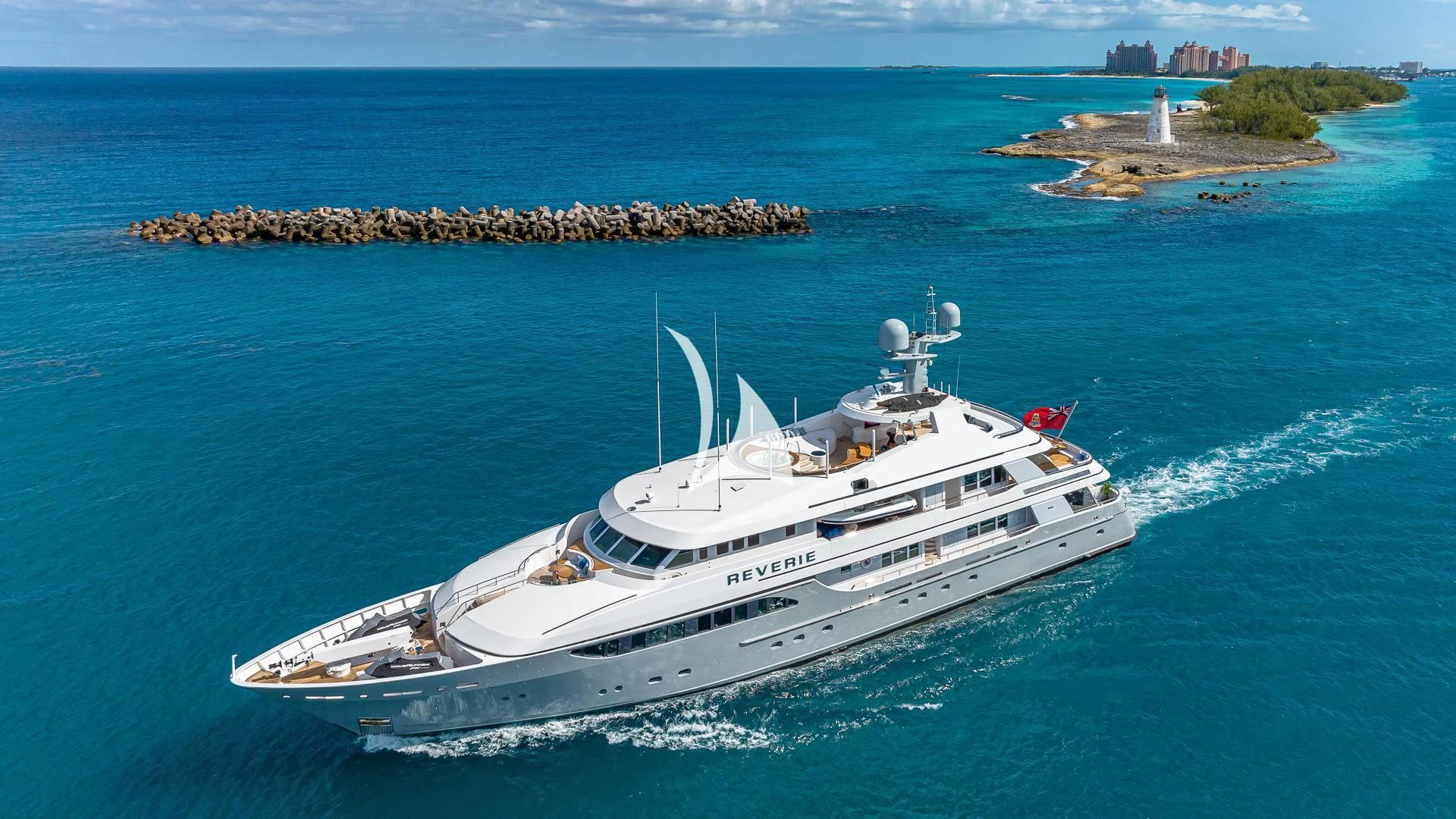 a boat on the water aboard REVERIE Yacht for Sale