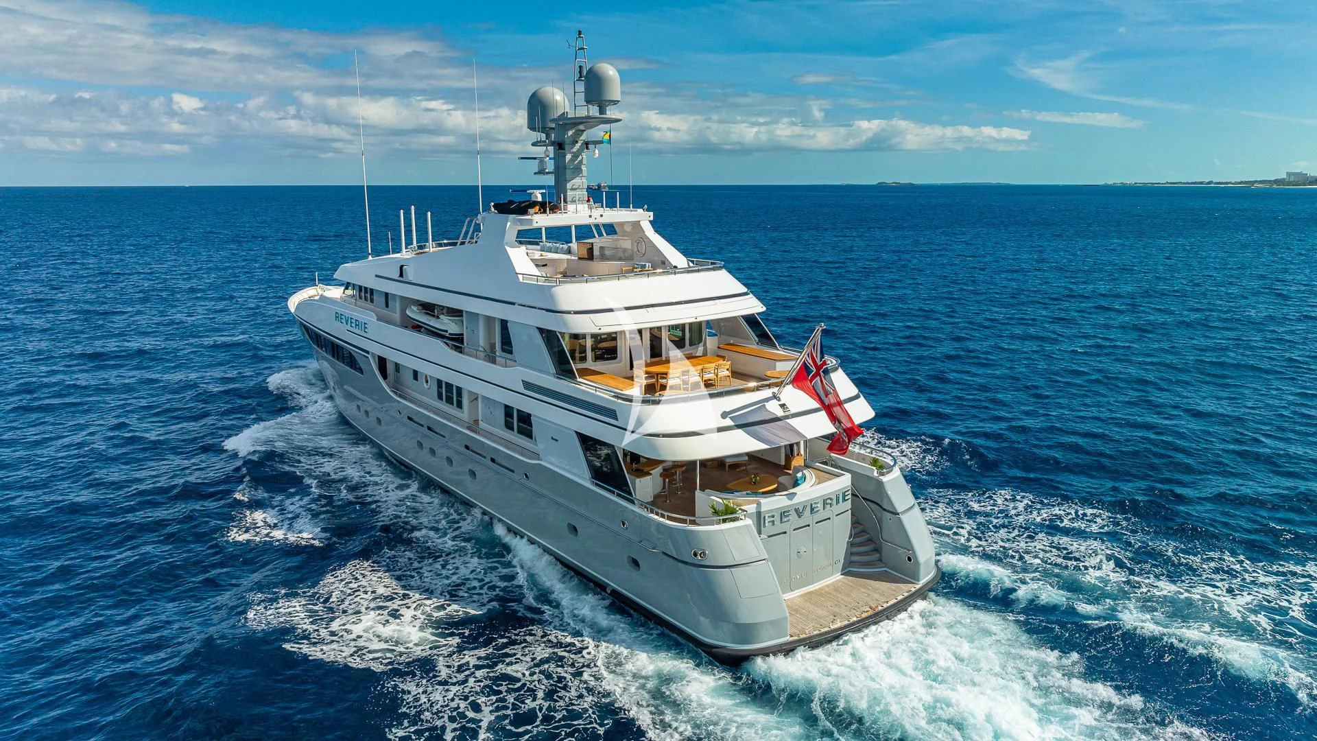 a boat on the water aboard REVERIE Yacht for Sale