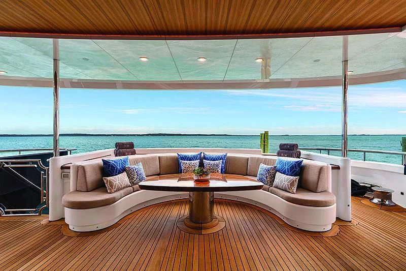 a living room with a large ocean aboard REVERIE Yacht for Sale