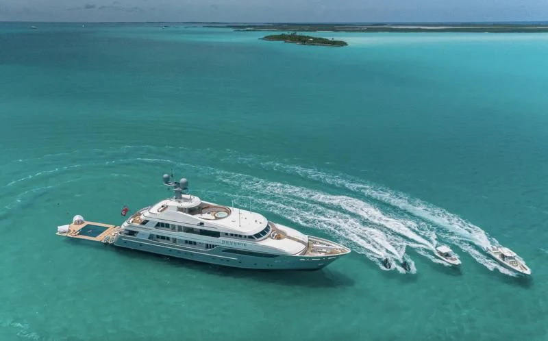 a boat on the water aboard REVERIE Yacht for Sale