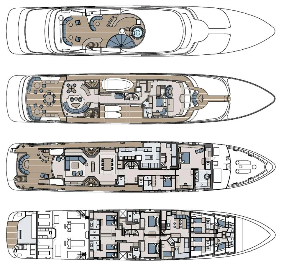 diagram, engineering drawing aboard REVERIE Yacht for Sale