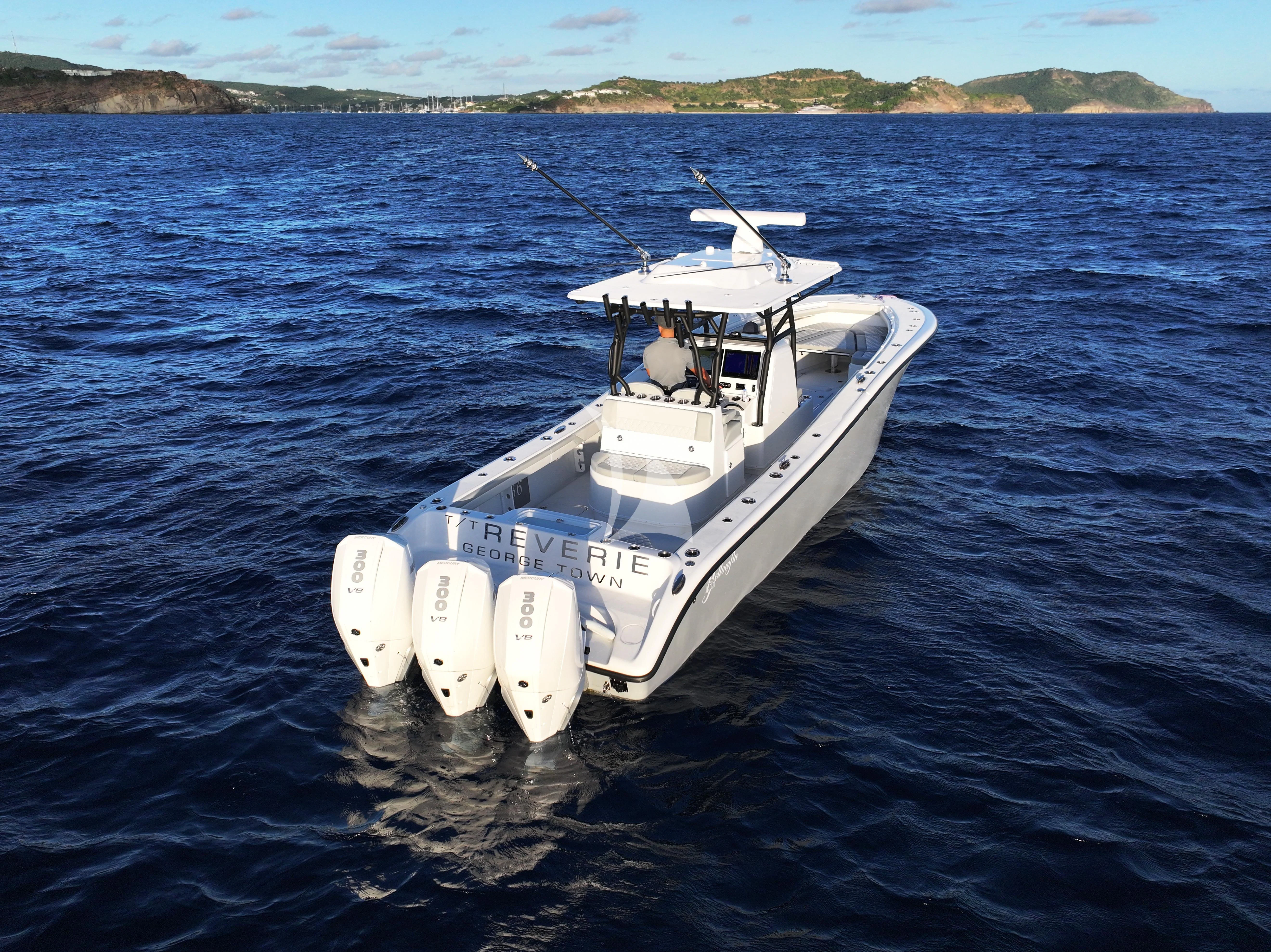 a boat in the water aboard REVERIE Yacht for Sale
