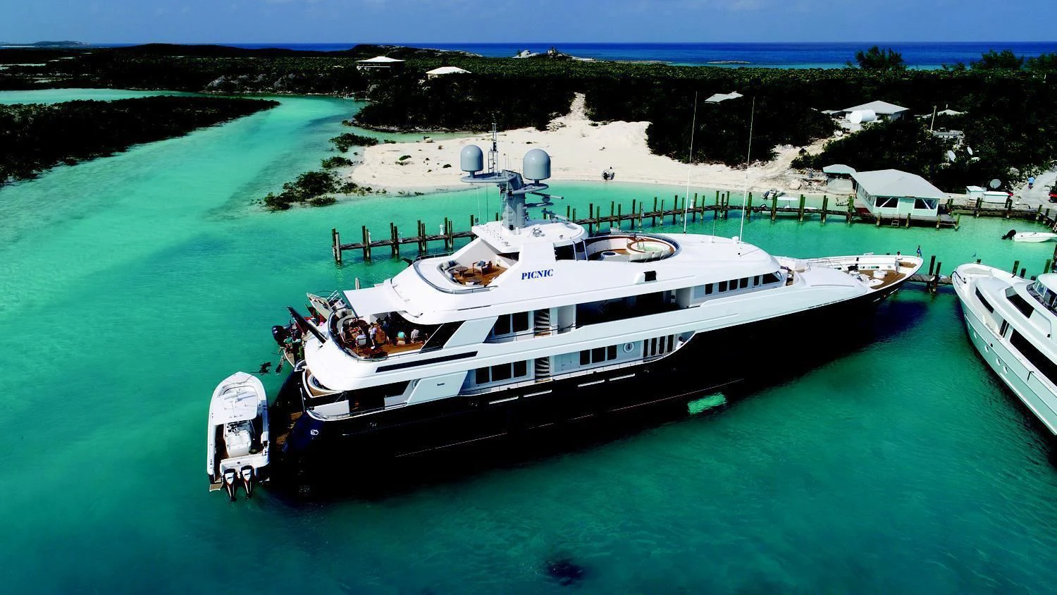 a high angle view of a boat aboard REVERIE Yacht for Sale