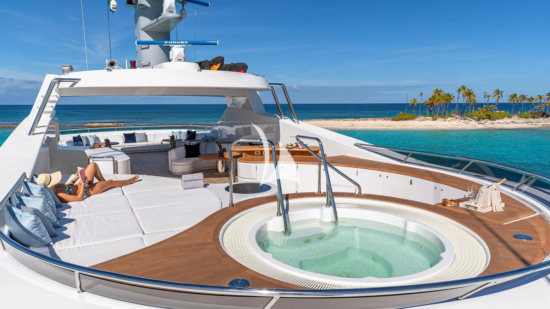 a boat on the water aboard REVERIE Yacht for Sale