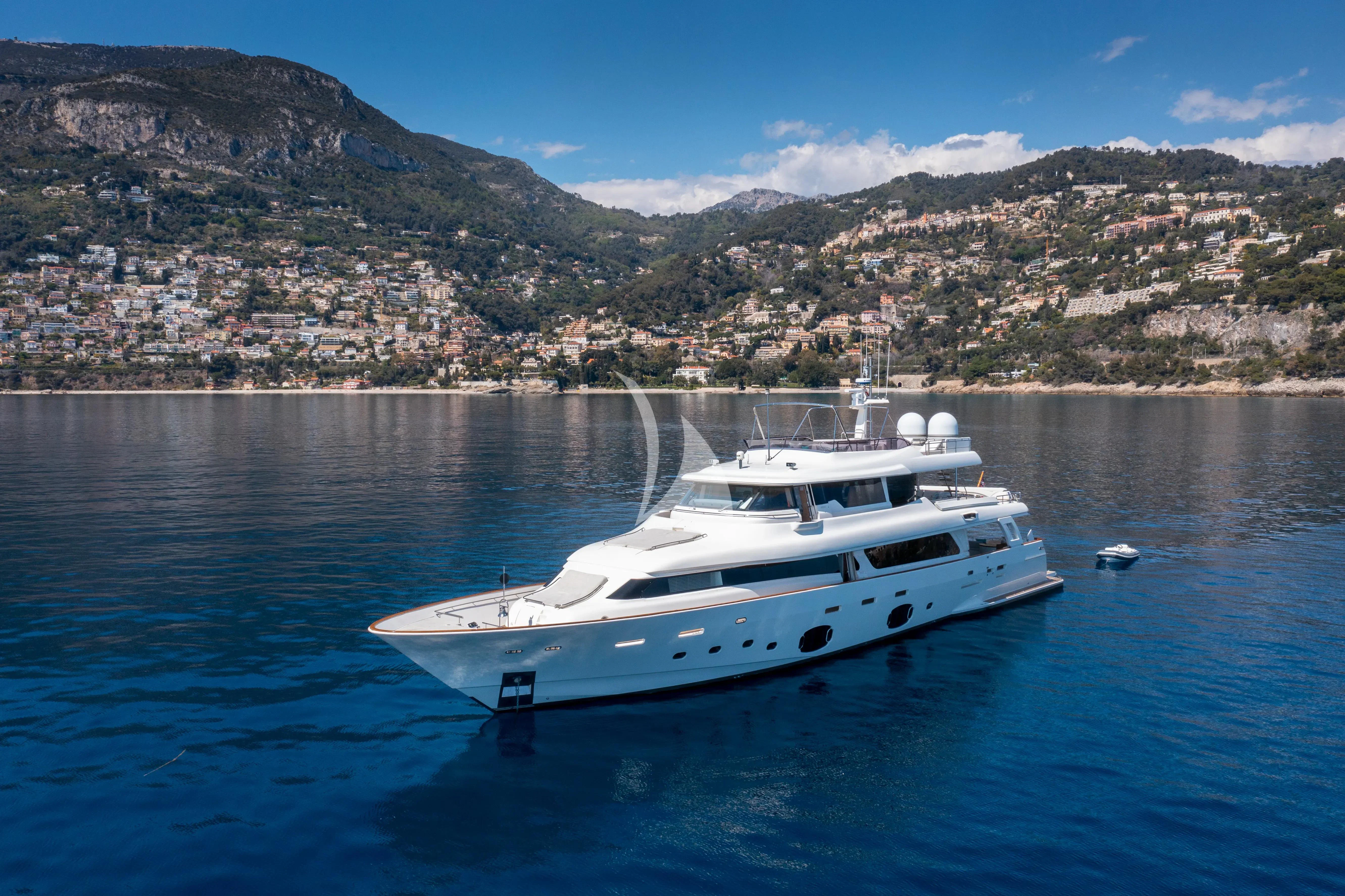 a white yacht in the water aboard CENTURION Yacht for Sale